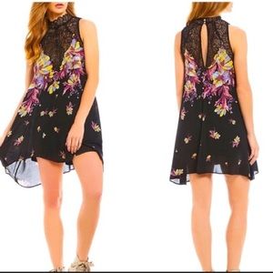 Free People Lace Neck Onyx Combo Dress